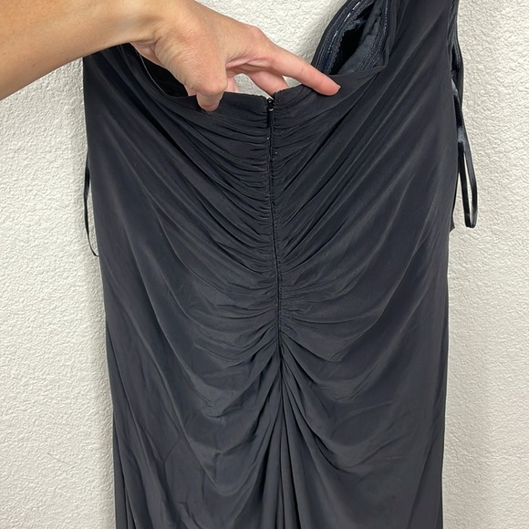 New La Femme Curve Off the Shoulder Jersey Ruched Long Dress Black Plus Size 22 - Picture 6 of 11